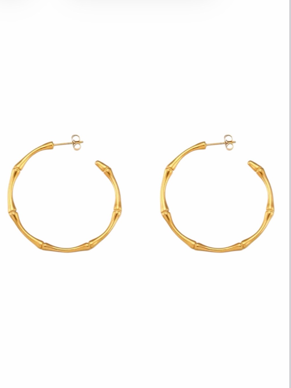 Bamboo-Style Hoop Earrings NWT 18KT Gold Plated